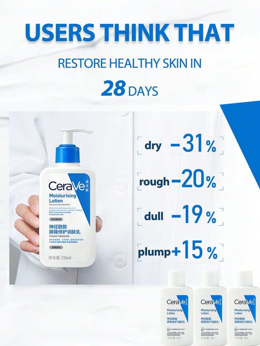 CeraVe 473ml 乾燥肌用デイリーモイスチャライジングローション、ヒアルロン酸とセラミドを配合したボディローションとフェイス