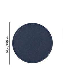 1pc Thick PU Leather Round Coaster, Reverse Both Sides Useable, Anti-Slip Anti-Water Reusable Heatproof Drink Cup Mat - Multicolor - View 2