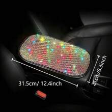 Bling Car Armrest Box Mat, Rhinestone Anti-Slip Car Center Console Cover, Armrest Box Protector Car Decoration Accessories