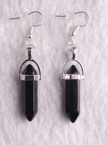 1對高時尚天然石六角柱長耳環，紫晶玫瑰石英紅玉髓療癒能量女性珠寶 - Hexagonal - 查看 22