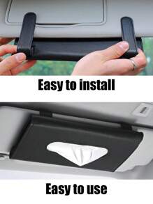 Portapañuelos para coche - Portapañuelos para coche, portapañuelos de papel para coche, portapañuelos para coche, dispensador de pañuelos de papel para visera de coche, portapañuelos para coche - Accesorio para visera de sol - Negro - Ver 3