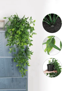 1/2pcs Artificial Plants, Hanging Potted Plants, Wall Hanging Rack Decor, Suitable For Indoor, Outdoor, Living Room, Home Decor, Room Decor, Garden Decoration, Wall Decoration