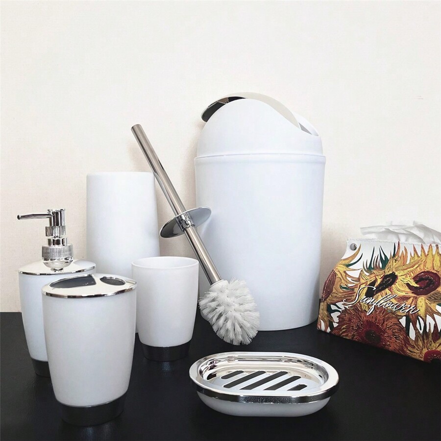 6pcs/4pcs Luxury Bathroom Set, Toilet Brush, Lotion Bottle, Toothbrush