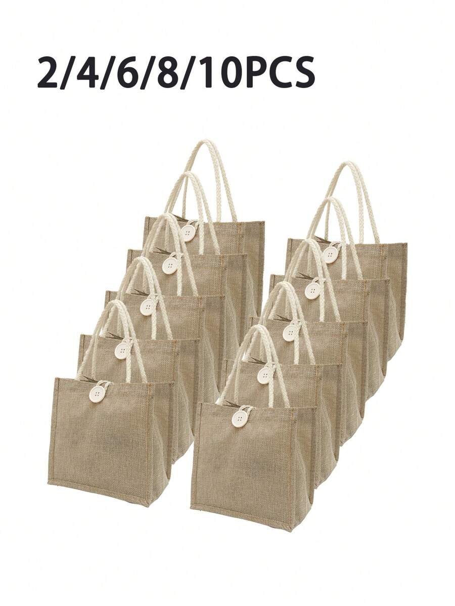 Mini DIY Handbag Set, Linen Handbag, Button Embellished Handbag, Simple Large Capacity Handbag, Portable Casual Storage Handbag, Multifunctional Shopping Bag, New Design, Large Capacity, Perfect For Shopping, Shoulder Bag, Tote Bag, Lunch Bag, Lunch Box, Messenger Bag, Suitable For Women, Daily Use, Date, Birthday, Festival, Back To School, Summer, Vacation, Beach, Travel, Commute, Business, Student, Picnic, Camping, Supermarket, Daily Storage ( Button Style Random)