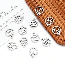 12pcs/Pack Zodiac Sign Charm For DIY Jewelry Making