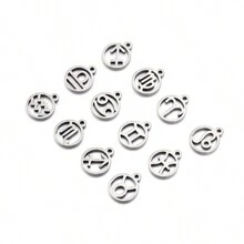 12pcs/Pack Zodiac Sign Charm For DIY Jewelry Making