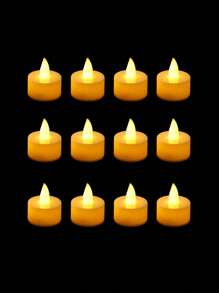 6/12/24pcs LED Christmas Decorative Tea Light Candles, Smokeless Electronic Wax Candles With Built-In Battery - White - View 9