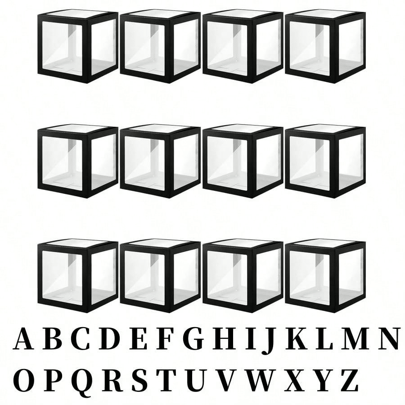 1 件/盒 1 个字母，25 厘米/英寸黑色可重复使用纸质 DIY 姓名/昵称字母透明气球盒，适用于婚礼、退休、周年纪念、返校、节日、生日、万圣节派对装饰、圣诞节