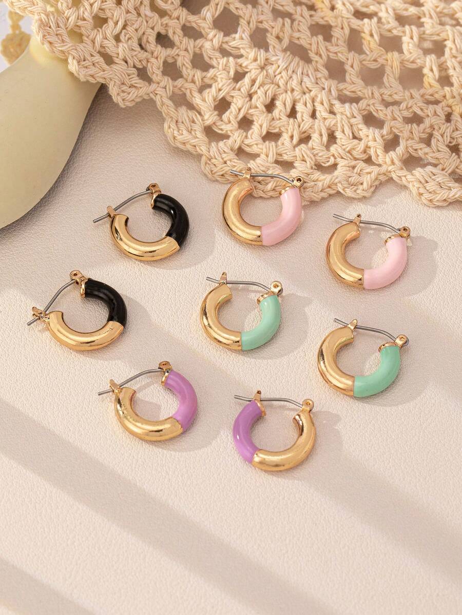 1对2024新款复古C型耳环轻奢优雅高级感耳扣欧美跨境小众独特设计耳环 - C形耳環 - 查看 1