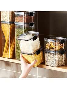 1Pc Food Storage Containers With Lids, Airtight Food Jars, Food Storage Box, For Pantry Organization And Storage, Canning Cereal, Rice, Pasta, Flour And Sugar, Home Kitchen Supplies - Multicolor - View 9