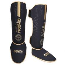 GINGPAI BOXING Muay Thai Shin Guards, Kickboxing Ankle Guards, Adolescent & Adult Martial Arts Leg Protective Gear, Thick Combat Foot & Leg Pads, Taekwondo Shin Guards