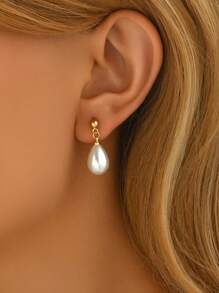 1pair Women's Pearl Earrings Pearl Drop Earrings Small Dangling Earrings Bridesmaid Earrings Wedding Jewelry - Multicolor - View 4