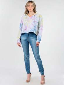 WANDERLUX Tie Die Oversized Cropped Sweatshirt