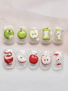 1 张可爱苹果指甲贴纸 5D 春夏卡通水果花朵甜美女孩 DIY 指甲迷人美甲贴花