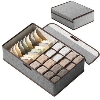 1 Pack 17 Celdas Caja Organizador de Ropa Interior Organizador de Cajones Caja de Almacenamiento Underwear Organizer Drawer  1 Pack 17 Celdas Organizadores Cajón Divisores Plegable Multifuncional para Clasificar Ropa Interior Bragas Calcetines Corbatas Sostenes Toallas Bufandas ( Gris/Verde)
