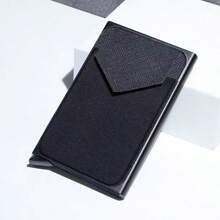 6/10 张卡片超薄铝制钱包，带弹性背袋，ID 自动弹出银行卡夹，黑色 S 万圣节钱包钱包男士圣诞礼物小礼物生日礼物女士礼物卡夹钱包名片夹男士信用卡夹迷你钱包卡片钱包射频识别钱包