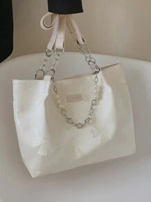 Women's Floral Fabric Tote Bag, Large Capacity Commuter Bag, Fashion Essential