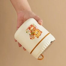 1pc 530ml Insulated Soup Mug With Lid And Spoon, 304 Stainless Steel Bear Design Oatmeal CupSchool Supplies,Back To School - Multicolor - View 2