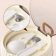 1pc 530ml Insulated Soup Mug With Lid And Spoon, 304 Stainless Steel Bear Design Oatmeal CupSchool Supplies,Back To School - Multicolor - View 4