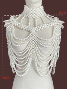 DEKUNER 1Pc New Style Noble Atmosphere Ladies Beaded Blouse Elegant Banquet Wedding Pearl Shawl Superior Sense Of Women's Jewellery Clothing