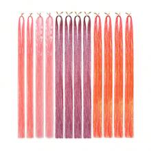 Kit de extensiones de cabello con brillos y lentejuelas, herramientas para extensiones de cabello tipo hada brillante, 12 raíces de extensiones de cabello holográfico de colores, kit de mechones de cabello con lentejuelas de 48 pulgadas - Multicolor - Ver 15