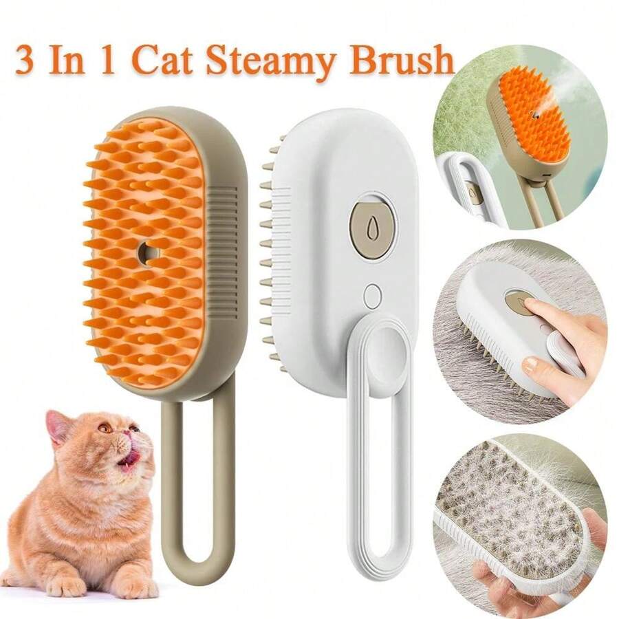 Pet Steam Brush For Cats Dog Hair Remover 3 In 1 Electric Self-Cleaning Comb Dogs - Multicolor - View 1