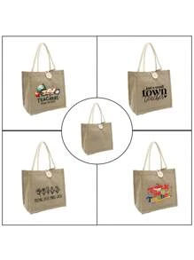 Mini DIY Handbag Set, Linen Handbag, Button Embellished Handbag, Simple Large Capacity Handbag, Portable Casual Storage Handbag, Multifunctional Shopping Bag, New Design, Large Capacity, Perfect For Shopping, Shoulder Bag, Tote Bag, Lunch Bag, Lunch Box, Messenger Bag, Suitable For Women, Daily Use, Date, Birthday, Festival, Back To School, Summer, Vacation, Beach, Travel, Commute, Business, Student, Picnic, Camping, Supermarket, Daily Storage ( Button Style Random)