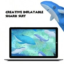 成人充气鲨鱼服装，夏季圣诞节充气全身服装万圣节鲨鱼动物服装 - 彩色 - 查看 5