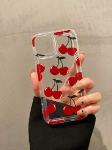1个红色樱桃图案透明防摔缓冲TPU手机壳，兼容 15/14/13/12/11/7/8及系列，防水防震防刮，国际版，非国内版 - 無色 - 查看 5
