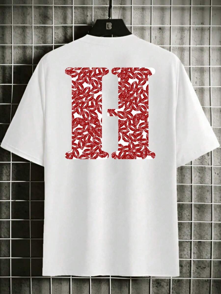 Camiseta Premium 100% Algodão letra H beijos para namorado casal kisses Preta Streetwear Lançamento 2024 Unissex - Branco - Visão 1