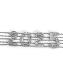 1 pièce Collier exagéré avec numéro 2025 pour la nouvelle année, bijou de mode style ras-du-cou pour fête pour femmes - Multicolore - Voir 5