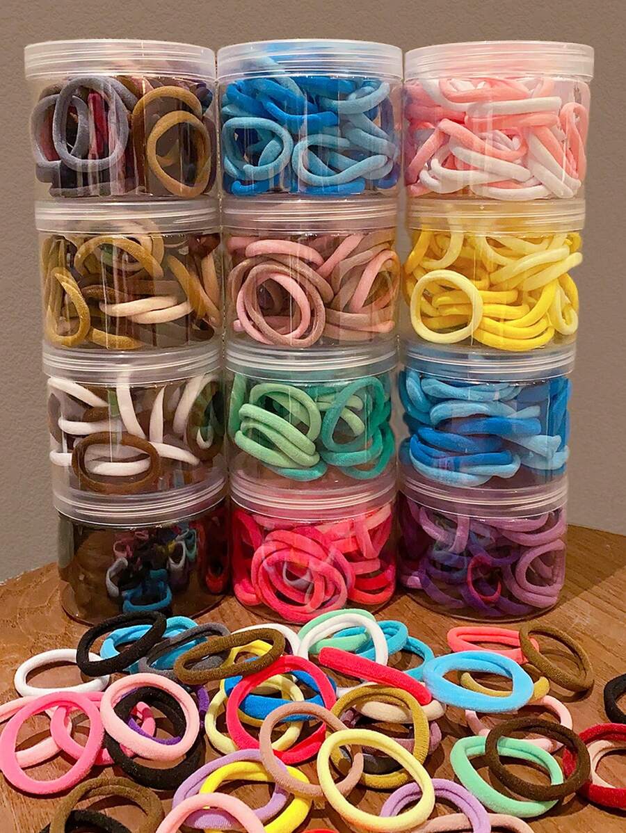 50 件装女士基本款高弹力发带，适合马尾辫休闲 - 彩色 - 查看 1