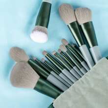 13件套化妆刷套装，配绿色便携旅行化妆刷包，包含散粉刷、粉底刷、修容刷、眼影刷、腮红刷、细节刷，适合旅行携带，是化妆工具的理想之选。 - 綠色 - 查看 1