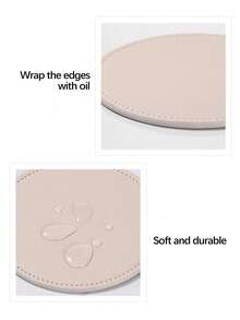 1pc Thick PU Leather Round Coaster, Reverse Both Sides Useable, Anti-Slip Anti-Water Reusable Heatproof Drink Cup Mat - Multicolor - View 6