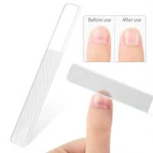 A Set Of 3 White Transparent Glass Nail Files, Suitable For Polishing And Grinding Nails And Exfoliating