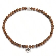 Collar de cuentas de madera natural con el  del Buddha, OM, para hombre o mujer y pulsera de múltiples capas del chakra, joyería vintage