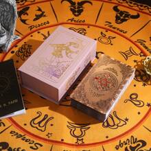 1 副金箔塔罗牌，尺寸 12*7 厘米，包含俄文说明书、玫瑰六角形设计、防水 PVC 塔罗牌、算命、游戏和收藏礼物，适合万圣节/圣诞节/感恩节的成人派对游戏 - 彩色 - 查看 15