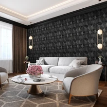 Paneles Decorativos 3D para Pared, 12PCS Pegatinas para Pared Decoracion de PVC Impermeable 50x50cm,Decorativos Para Paredes para Hogar,Oficina,Sala De Estar con Cinta de Doble Cara 30M - Negro - Ver 2