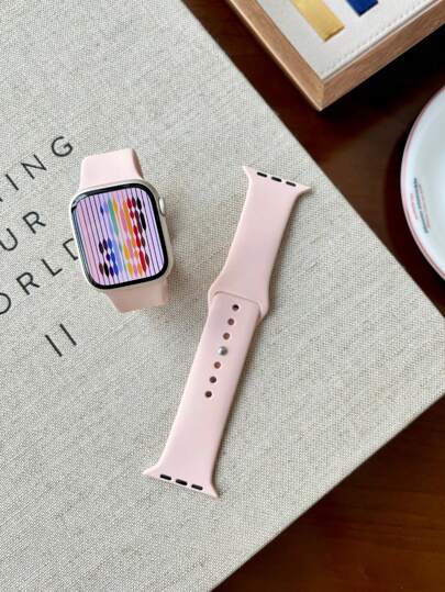 1 pieza Correa de reloj deportivo unisex de silicona suave en color rosa, banda de muñeca ajustable cómoda y resistente al agua compatible con Apple Watch 38/40/41/42/44/45/46/49mm, compatible con Apple Watch Series Ultra/SE/11/10/9/8/7/6/5/4/3/2/1, accesorio de banda para smartwatch