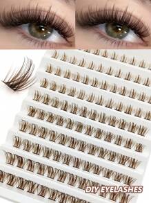 Asiteo DIY Brown Lashes 120pcs Soft Fluffy And Wispy False Eyelashes Natural Long Faux Mink Lashes Reusable Makeup Extension - D - View 1