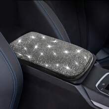 Bling Car Armrest Box Mat, Rhinestone Anti-Slip Car Center Console Cover, Armrest Box Protector Car Decoration Accessories