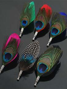 1 Feather Peacock Feather Fashion Brooch Western Ornament Accessory Suitable For Men's Evening Party Wear