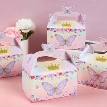 20 Chiếc Bướm Dễ Thương Hộp Đựng Kẹo Bánh Bánh Quy Đóng Gói Hộp Sinh Nhật Tắm Quà Tặng Đóng Gói Đồ Dùng - Hồng - Xem 3