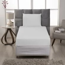 Bedsheet 180 Thread Count Double Queen King 03 Pieces Single 02 Pieces Plain Colorful Large With Elastic All Around Two Pillowcases With Hem Soft Velvety Satin Touch - 白色 - 查看 7