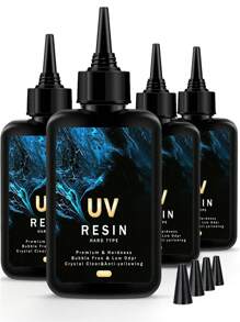 Resina UV - Kit de resina UV transparente de cristal de tipo rígido atualizado de 100/200/300g, para fabricação de joias artesanais