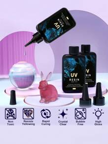 Resina UV - Kit de resina UV transparente de cristal de tipo rígido atualizado de 100/200/300g, para fabricação de joias artesanais
