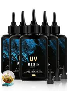 Resina UV - Kit de resina UV transparente de cristal de tipo rígido atualizado de 100/200/300g, para fabricação de joias artesanais