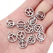 12pcs/Pack Zodiac Sign Charm For DIY Jewelry Making
