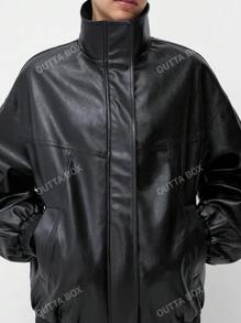 OUTTA BOX Women's Vintage Oversized Washed PU Casual Jacket, Spring/Summer Dad Style