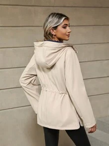 Risissida 女士多功能保暖外套 - 优雅户外连帽派克大衣，功能多样 - 藍色 - 查看 4